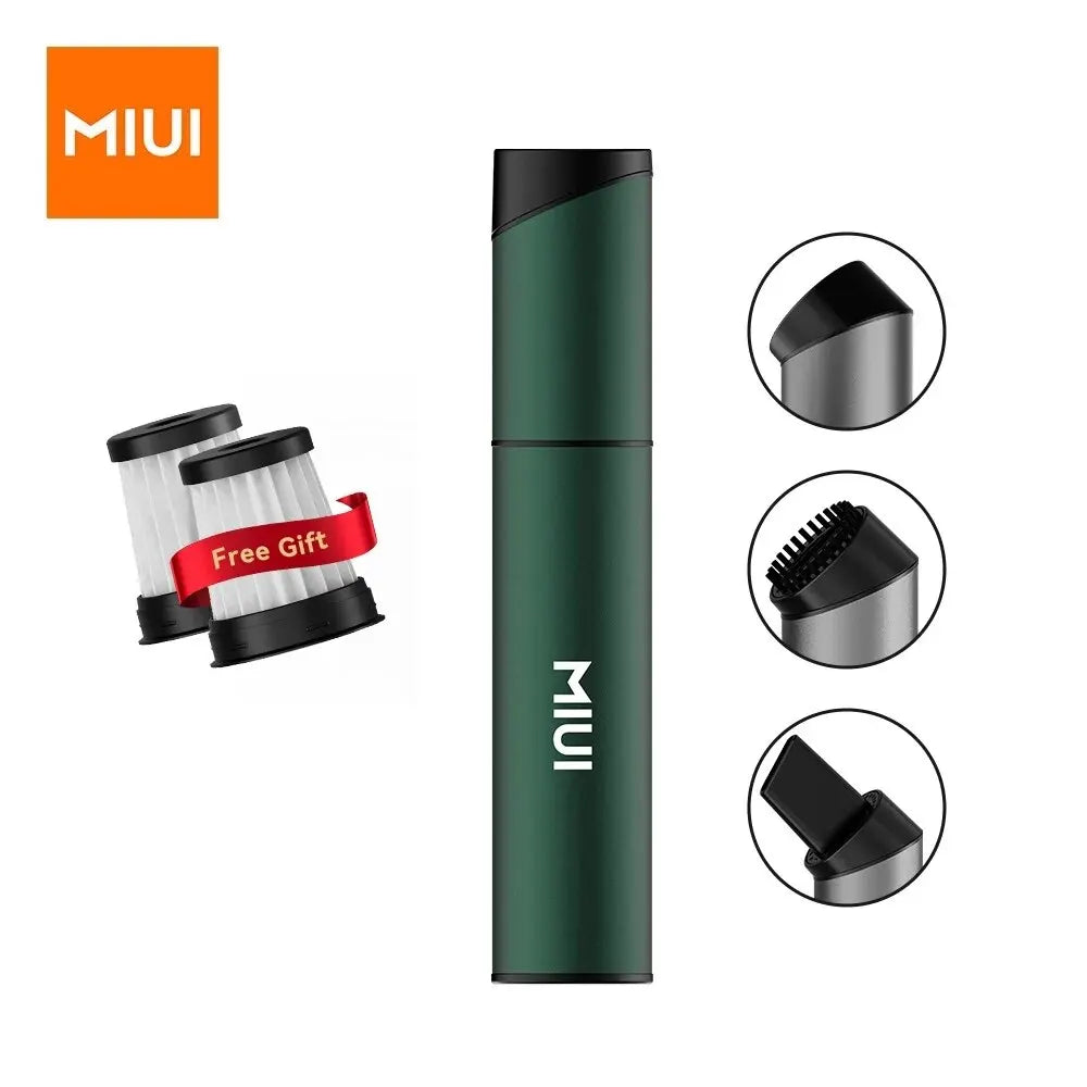 MIUI Mini Handstaubsauger - Kabelloser Staubsauger für Auto & Schreibtisch mit 3 Saugköpfen