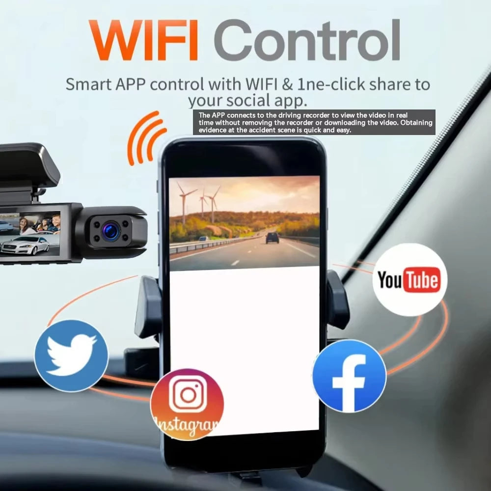 1080P WIFI Dual Kamera Dashcam - Auto Kamera mit Innen- und Außensicht