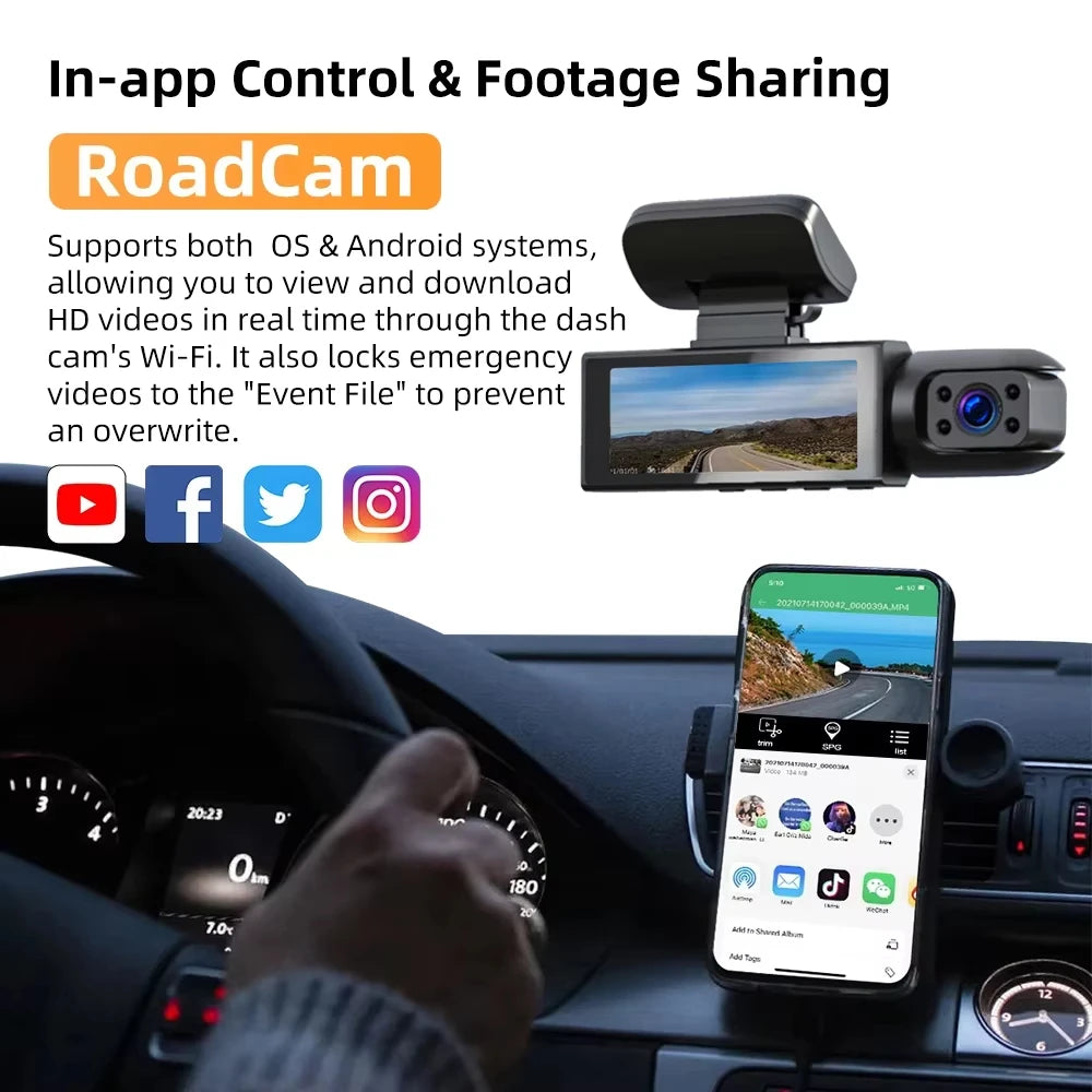 1080P WIFI Dual Kamera Dashcam - Auto Kamera mit Innen- und Außensicht