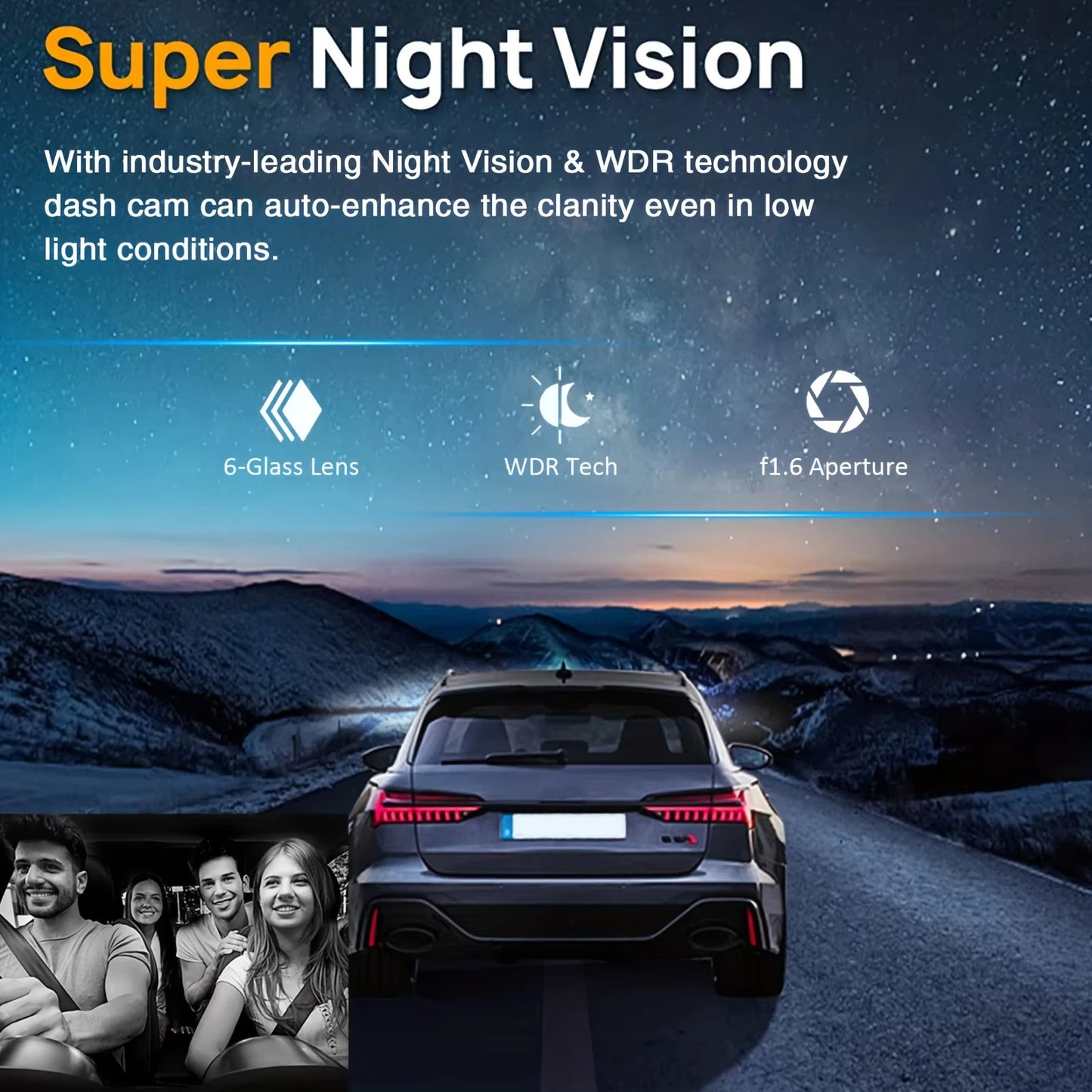 1080P WIFI Dual Kamera Dashcam - Auto Kamera mit Innen- und Außensicht