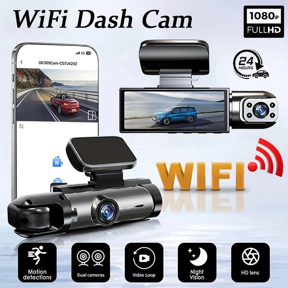 1080P WIFI Dual Kamera Dashcam - Auto Kamera mit Innen- und Außensicht