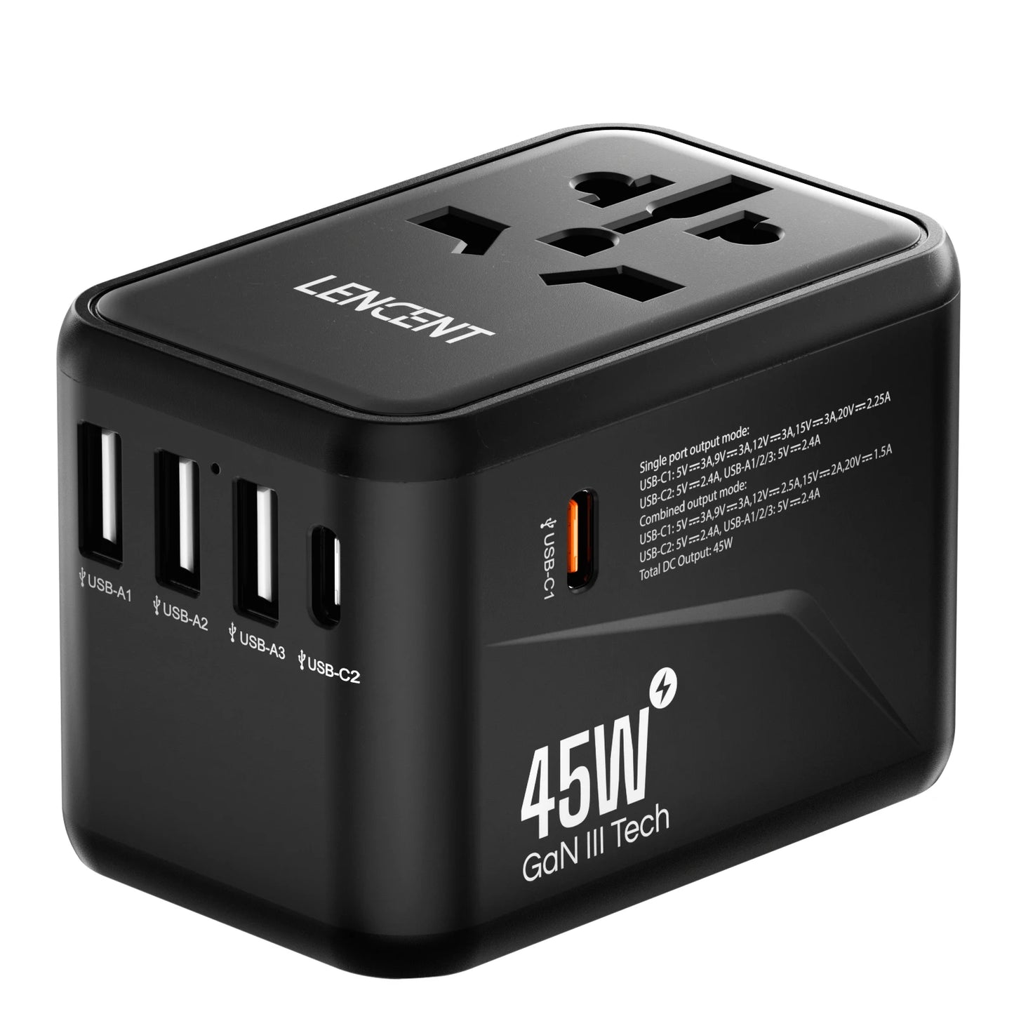Universal Reiseadapter mit USB & Typ-C – 4-in-1 Weltweit Ladegerät
