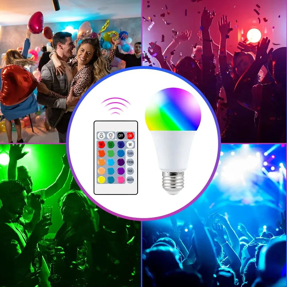 RGB LED Glühbirne mit Fernbedienung – 16 Farben, E27 Fassung, dimmbar