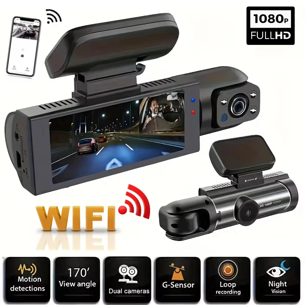 1080P WIFI Dual Kamera Dashcam - Auto Kamera mit Innen- und Außensicht