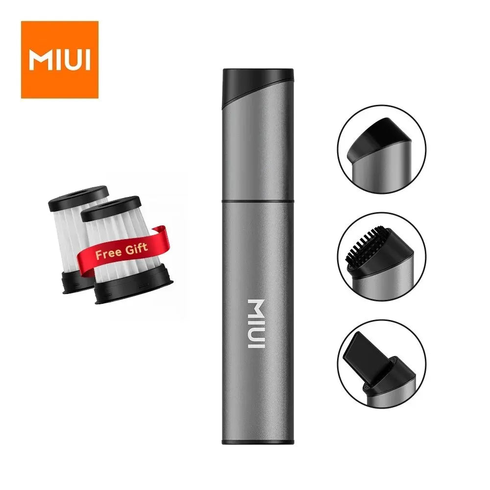 MIUI Mini Handstaubsauger - Kabelloser Staubsauger für Auto & Schreibtisch mit 3 Saugköpfen