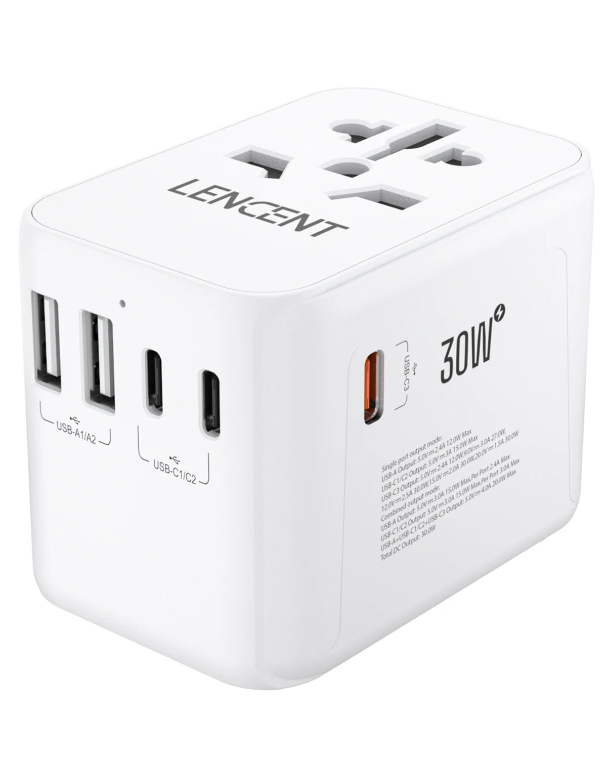 Universal Reiseadapter mit USB & Typ-C – 4-in-1 Weltweit Ladegerät