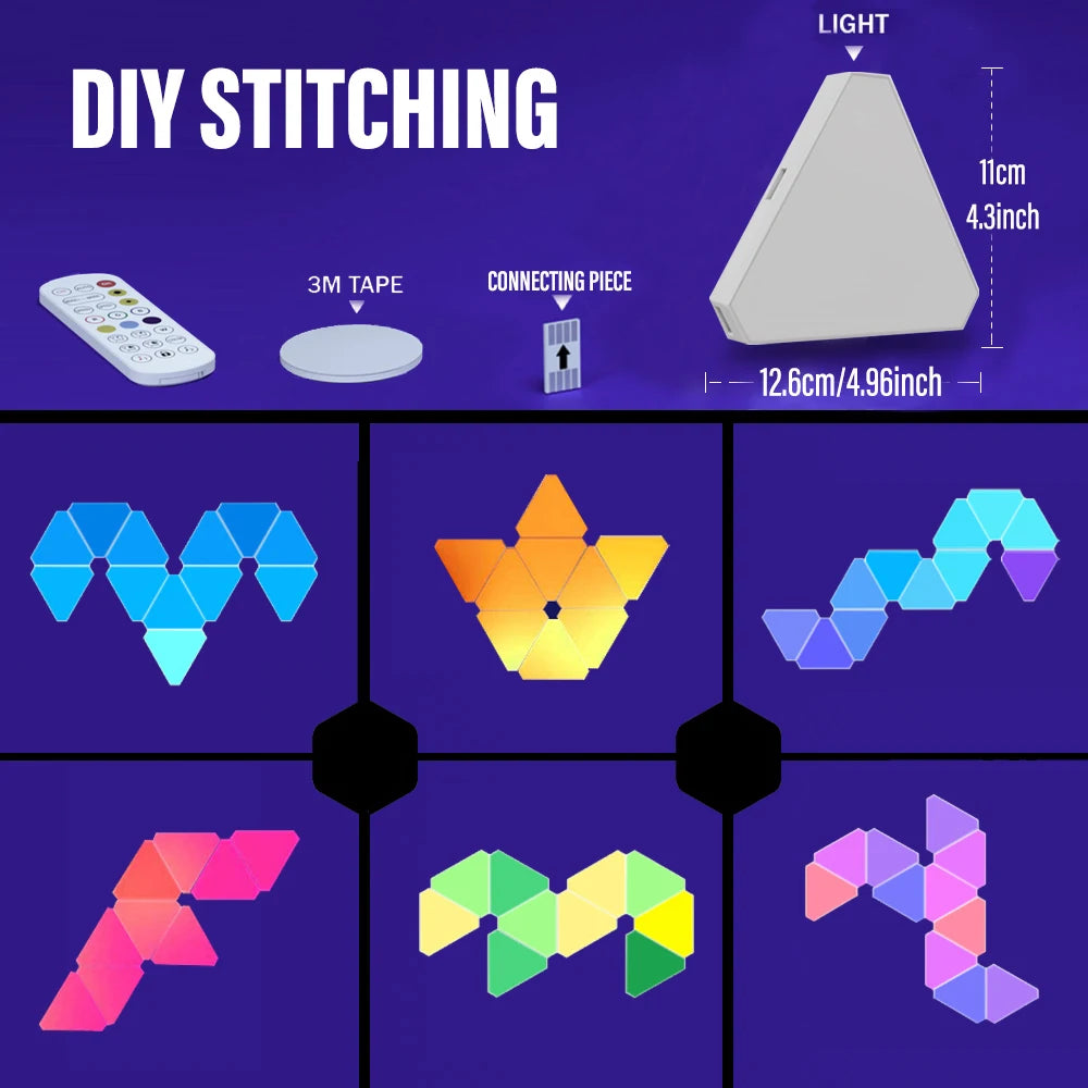 Smart Triangle LED Wandleuchten – RGB Ambience mit Musik & Sprachsteuerung