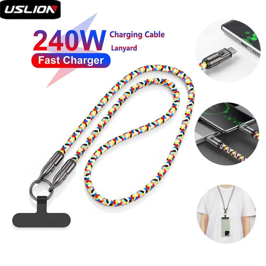 2-in-1 Handykette & USB-C-Ladekabel – 240 W Schnellladefunktion