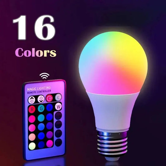 RGB LED Glühbirne mit Fernbedienung – 16 Farben, E27 Fassung, dimmbar