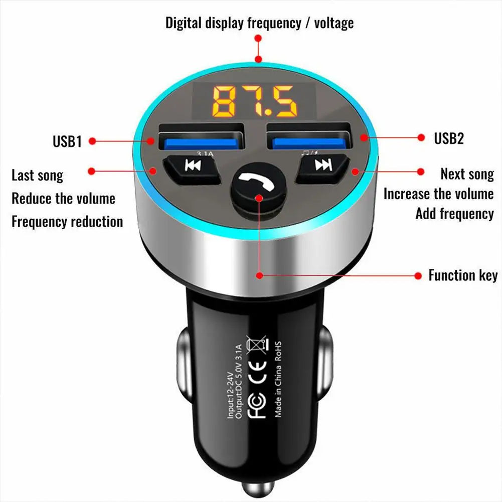 FM Transmitter Modulator - Bluetooth 5.0 Auto FM Transmitter mit USB & MP3-Player