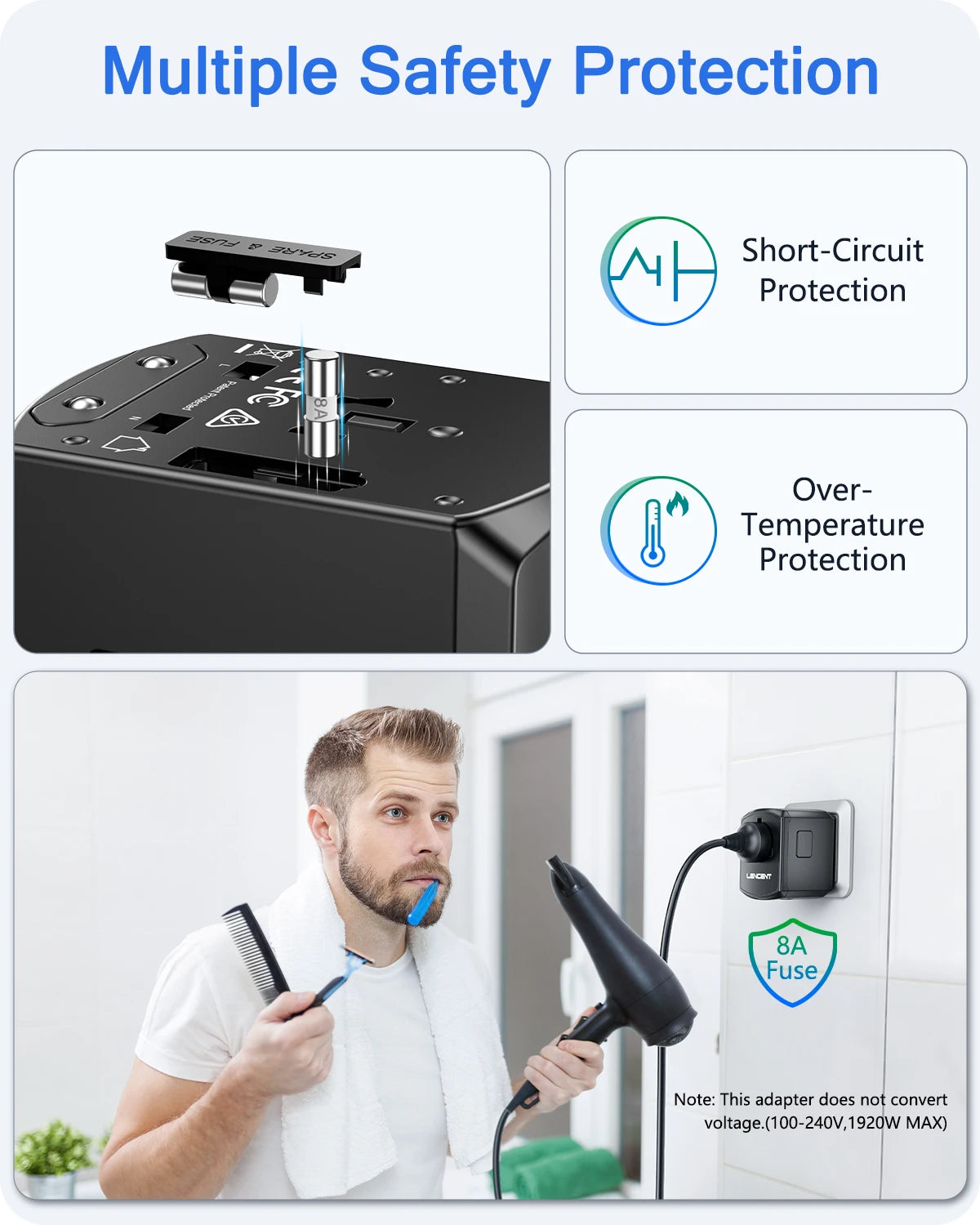 Universal Reiseadapter mit USB & Typ-C – 4-in-1 Weltweit Ladegerät
