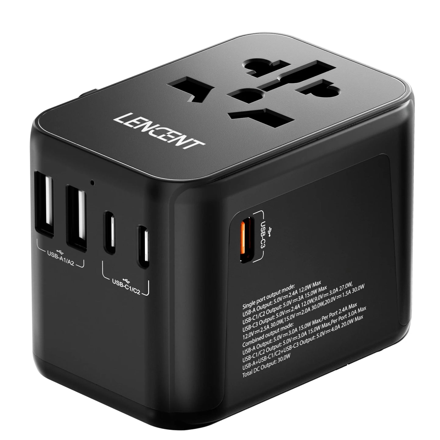 Universal Reiseadapter mit USB & Typ-C – 4-in-1 Weltweit Ladegerät