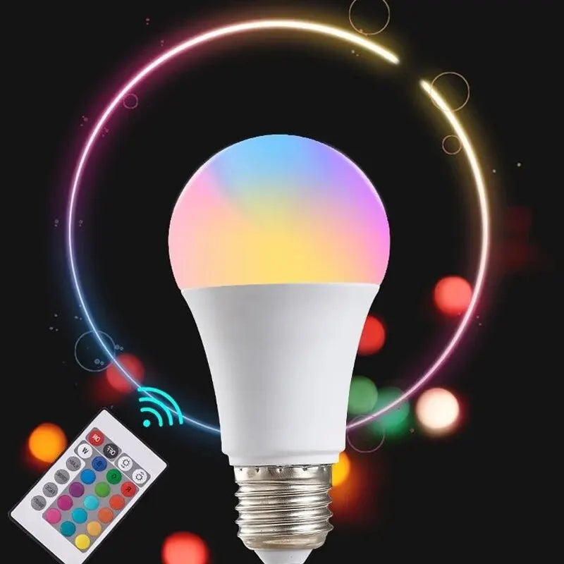 RGB LED Glühbirne mit Fernbedienung – 16 Farben, E27 Fassung, dimmbar